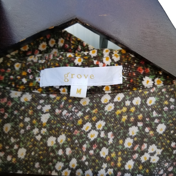 Grove long sleeve button up floral velvet cord M - Picture 8 of 12